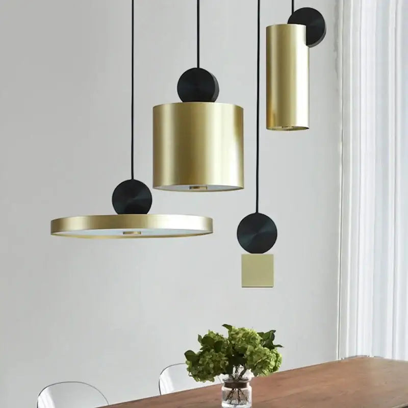 Modern brass and black led pendant light for kitchen