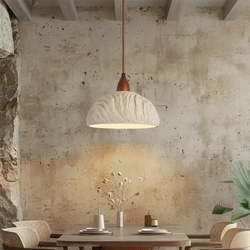 Modern off-white ceramic and wood led pendant lights kitchen set of 6