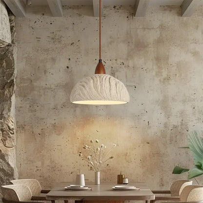 Modern off-white ceramic and wood led pendant lights kitchen set of 6
