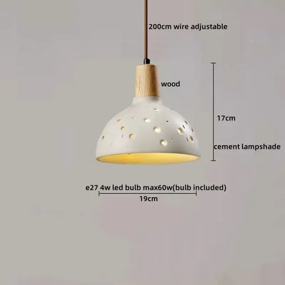 Modern off-white ceramic and wood led pendant lights kitchen set of 6
