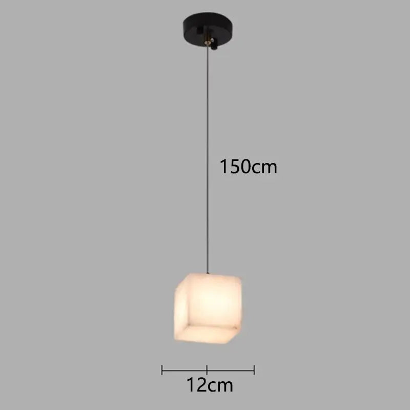 Modern black rectangular alabaster led pendant lights dining room