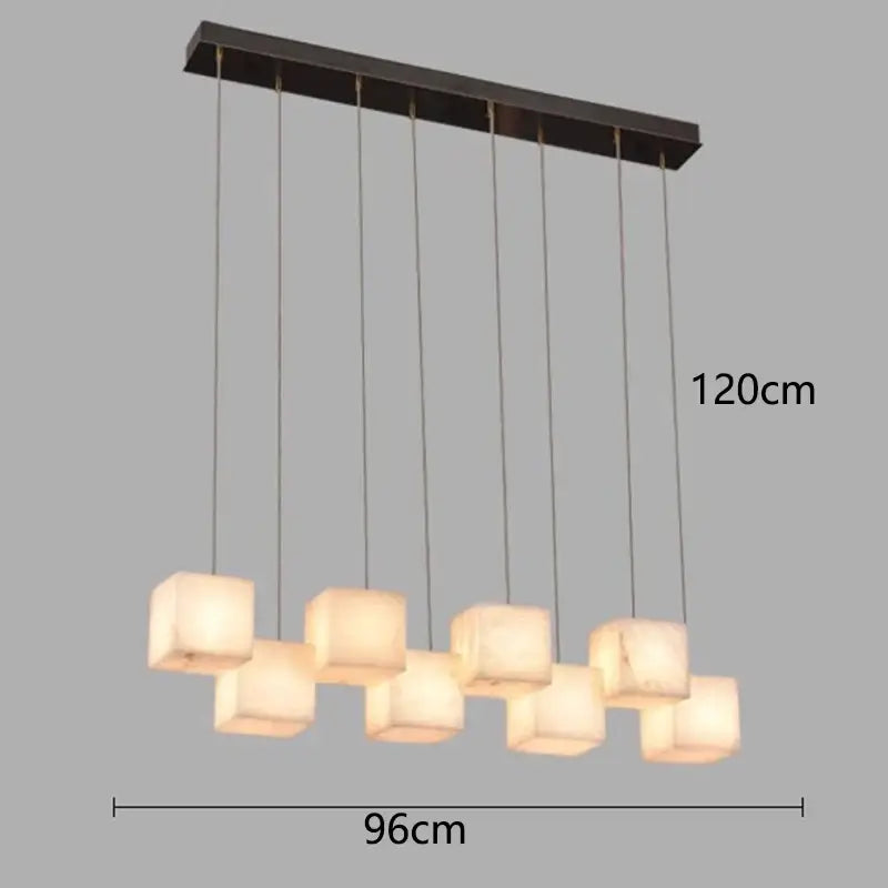 Modern black rectangular alabaster led pendant lights dining room