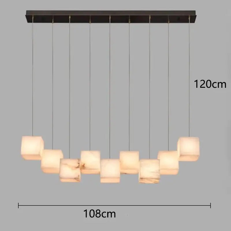 Modern black rectangular alabaster led pendant lights dining room