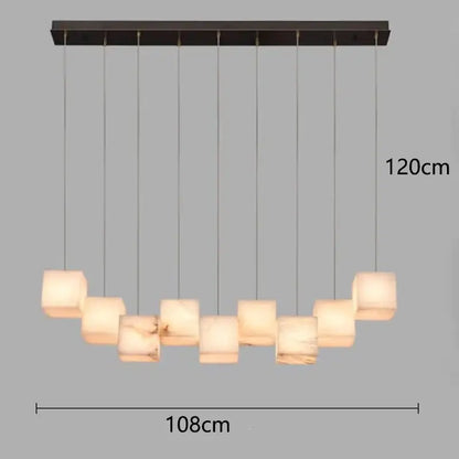 Modern black rectangular alabaster led pendant lights dining room