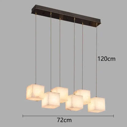 Modern black rectangular alabaster led pendant lights dining room