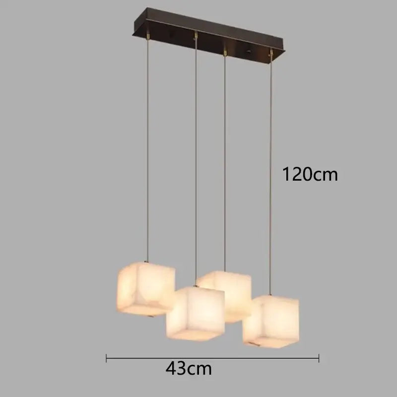 Modern black rectangular alabaster led pendant lights dining room