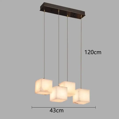 Modern black rectangular alabaster led pendant lights dining room