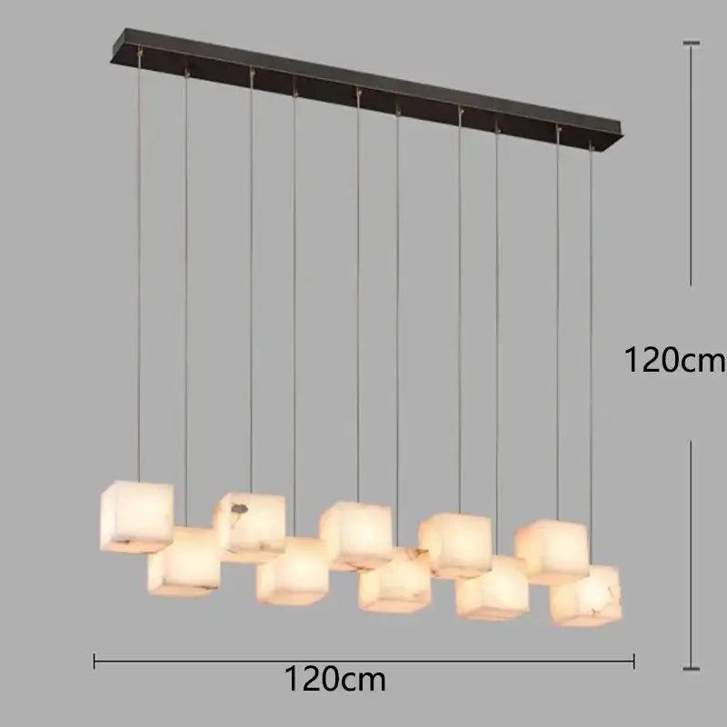 Modern black rectangular alabaster led pendant lights dining room