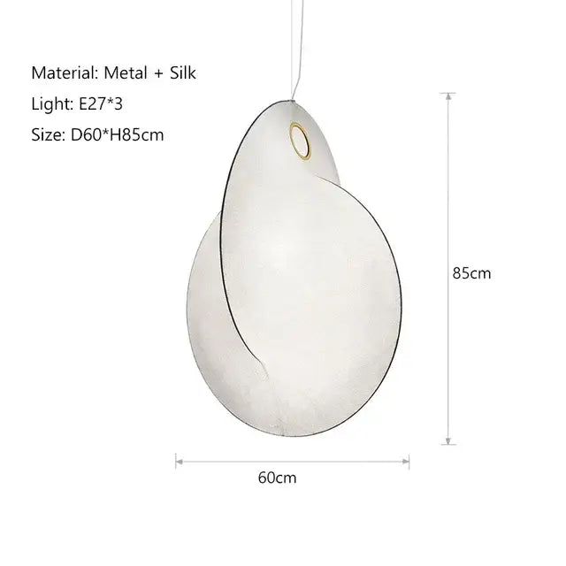 Organic cream paper teardrop led pendant lights for dining room