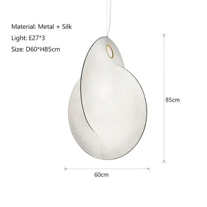 Organic cream paper teardrop led pendant lights for dining room