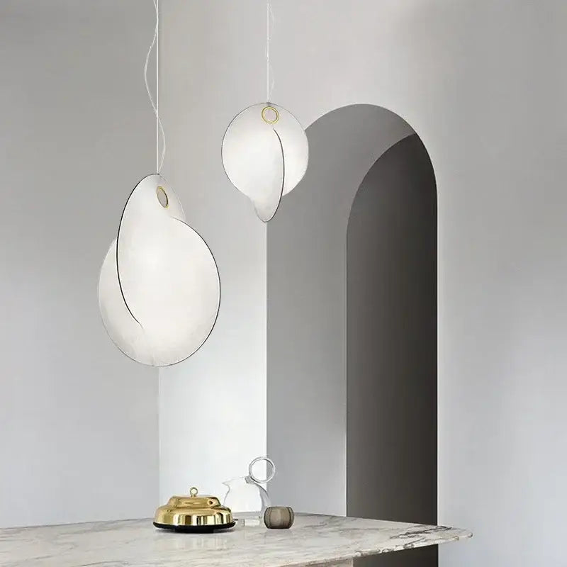 Organic cream paper teardrop led pendant lights for dining room