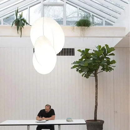 Organic cream paper teardrop led pendant lights for dining room