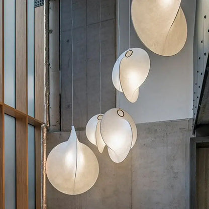 Organic cream paper teardrop led pendant lights for dining room