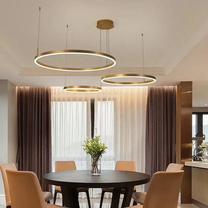 Modern black circular led pendant lights for dining room