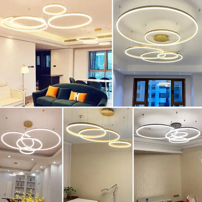 Modern black circular led pendant lights for dining room