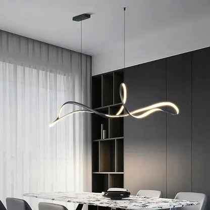 Modern black & white curved led pendant light for dining room