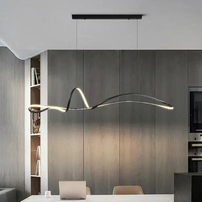 Modern black & white curved led pendant light for dining room