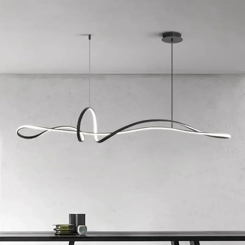 Modern black & white curved led pendant light for dining room