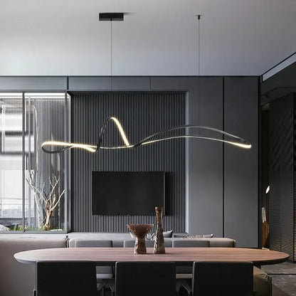 Modern black & white curved led pendant light for dining room