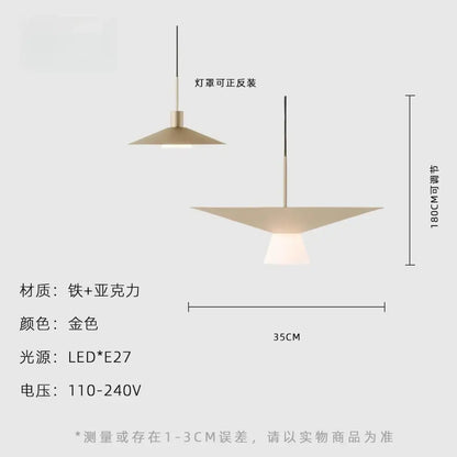 Modern minimalist off white and gold led pendant light dining room