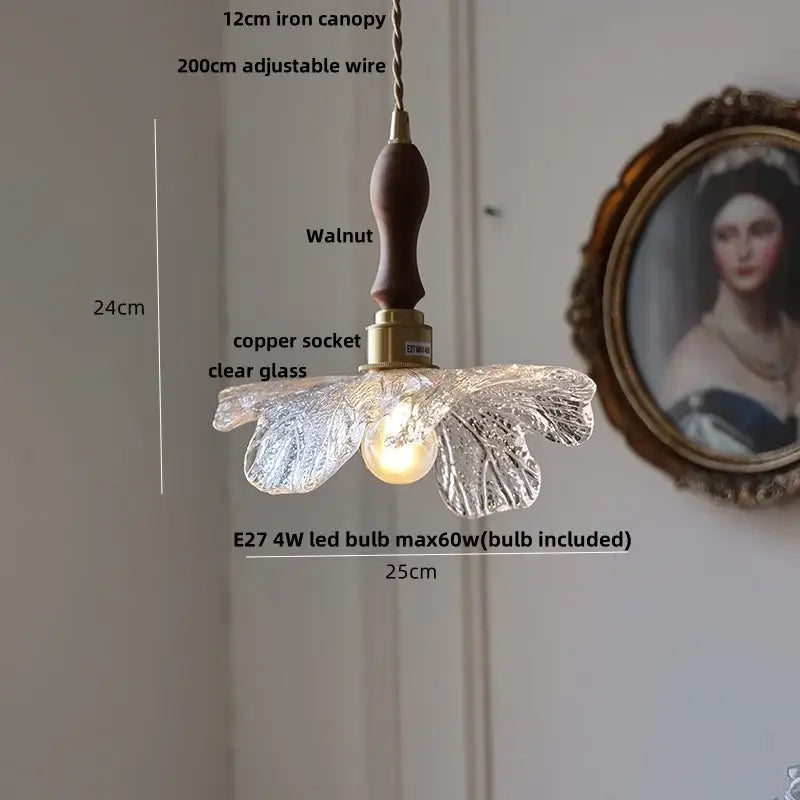Modern leaf green glass and walnut led pendant light dining room