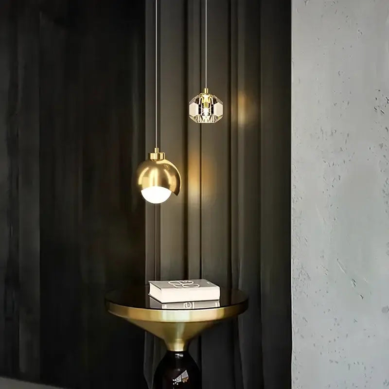 Luxury gold crystal led pendant lights for bedroom and living room