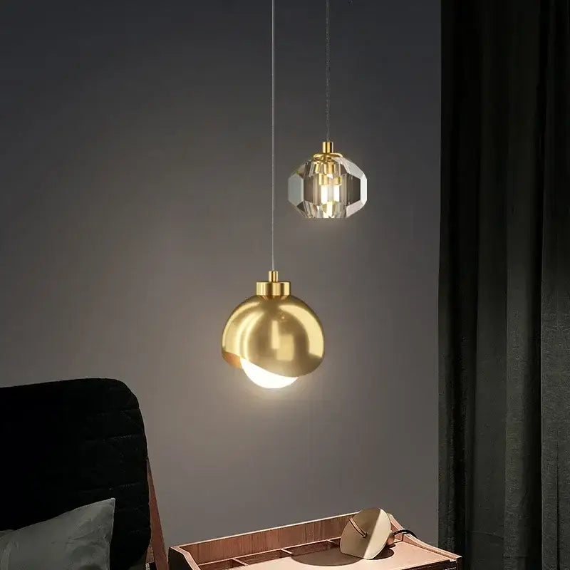 Luxury gold crystal led pendant lights for bedroom and living room