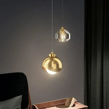 Luxury gold crystal led pendant lights for bedroom and living room