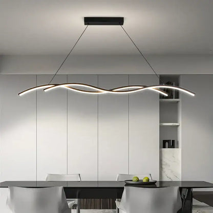 Modern wavy black led pendant light for living room dining room