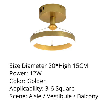 Modern gold triple ring led pendant lights dining room fixture