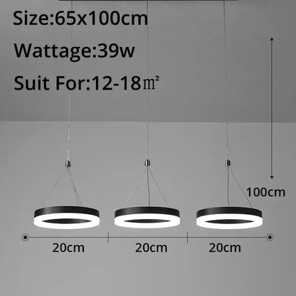 Modern gold triple ring led pendant lights dining room fixture