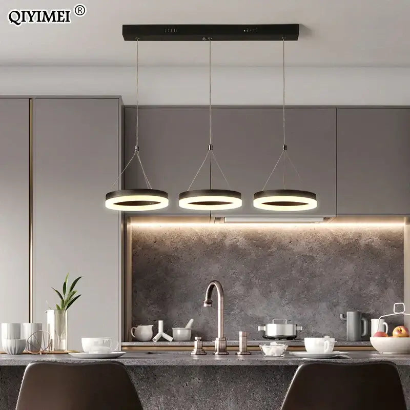 Modern gold triple ring led pendant lights dining room fixture
