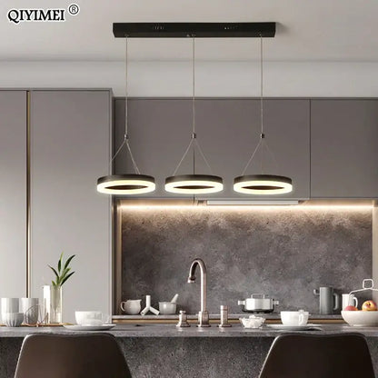 Modern gold triple ring led pendant lights dining room fixture