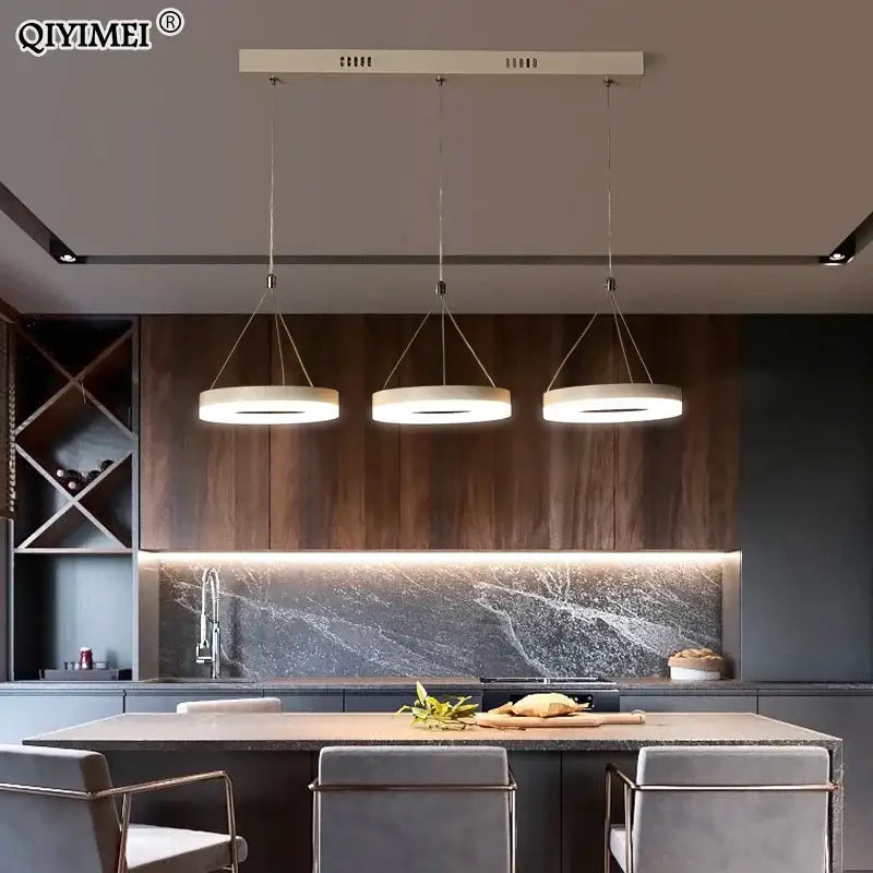 Modern gold triple ring led pendant lights dining room fixture