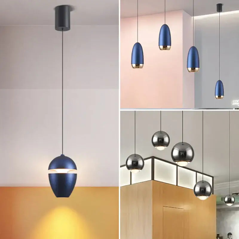 Modern metallic teardrop led pendant kitchen light