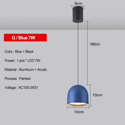 Modern metallic teardrop led pendant kitchen light