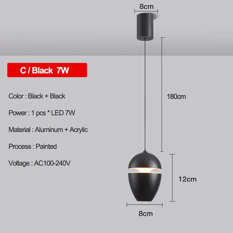 Modern metallic teardrop led pendant kitchen light