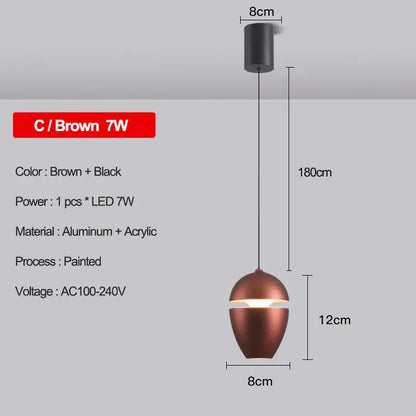 Modern metallic teardrop led pendant kitchen light