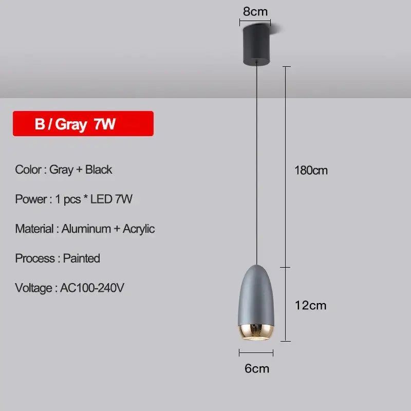 Modern metallic teardrop led pendant kitchen light