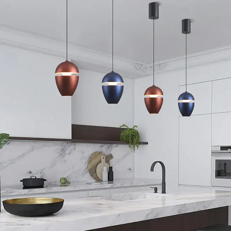 Modern metallic teardrop led pendant kitchen light