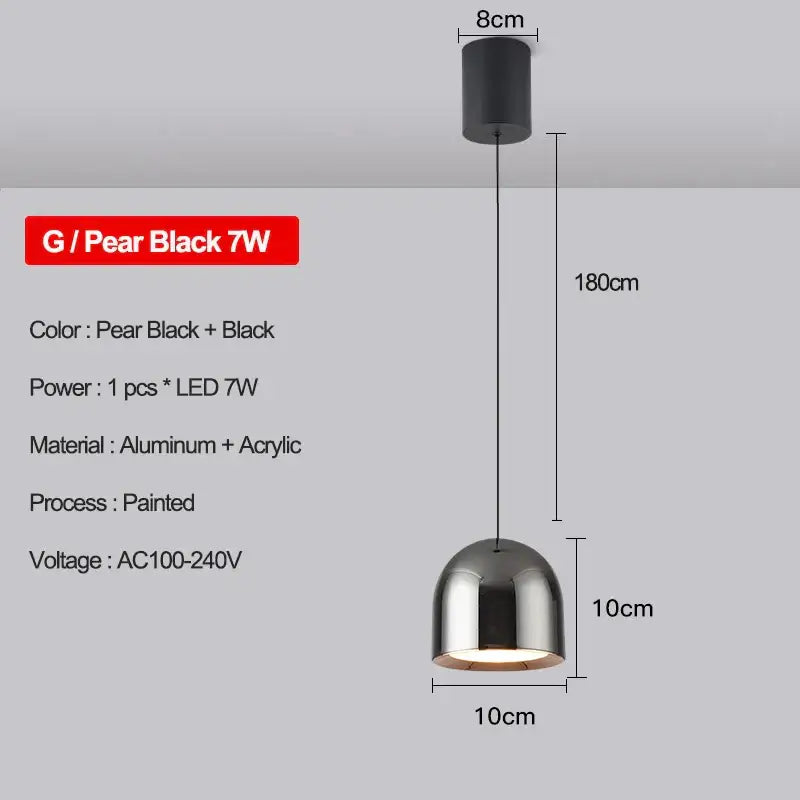 Modern metallic teardrop led pendant kitchen light