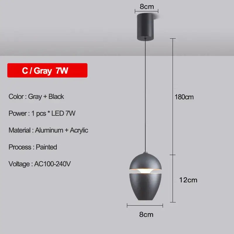 Modern metallic teardrop led pendant kitchen light