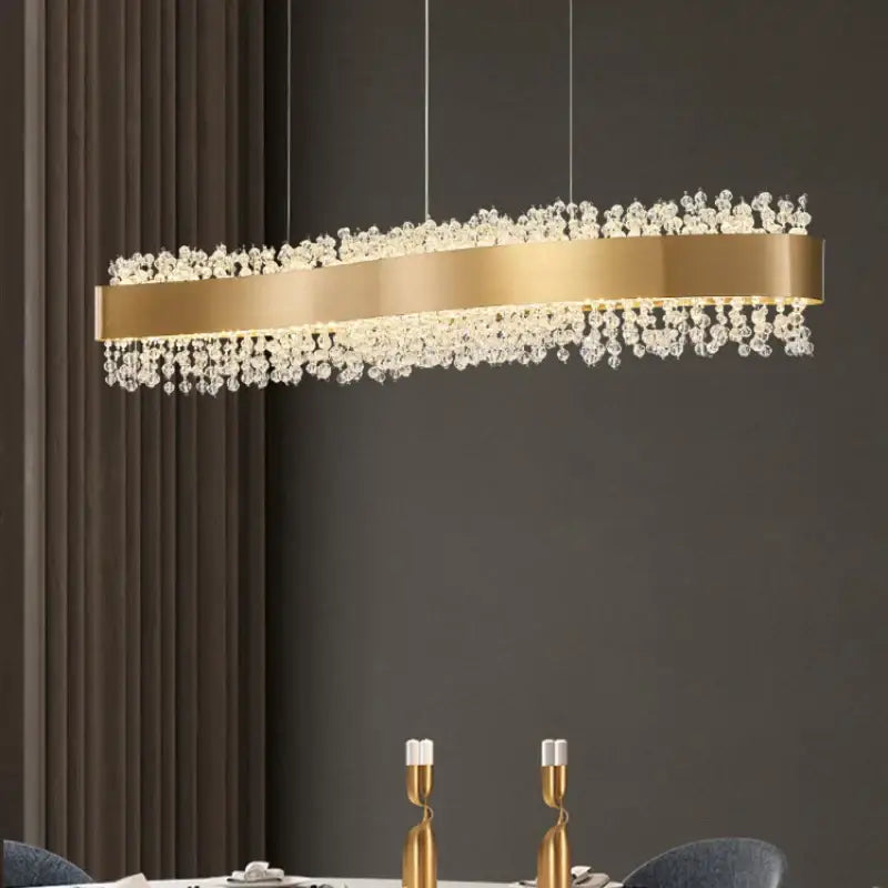 Modern gold crystal led pendant lights for dining room