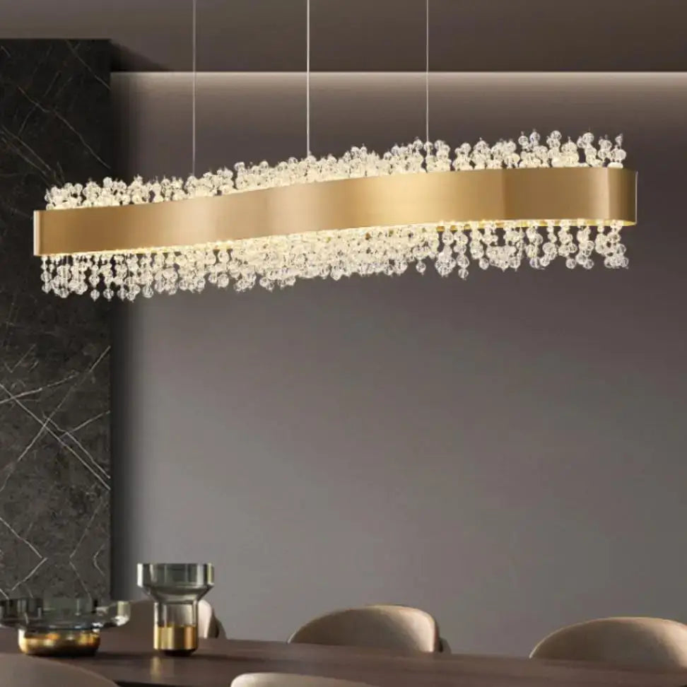 Modern gold crystal led pendant lights for dining room