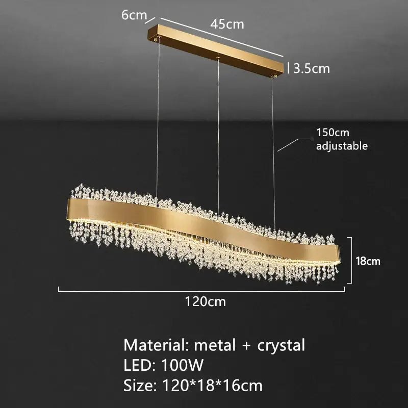 Modern gold crystal led pendant lights for dining room