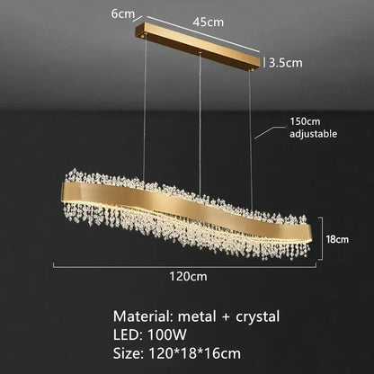 Modern gold crystal led pendant lights for dining room