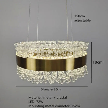 Modern gold crystal led pendant lights for dining room
