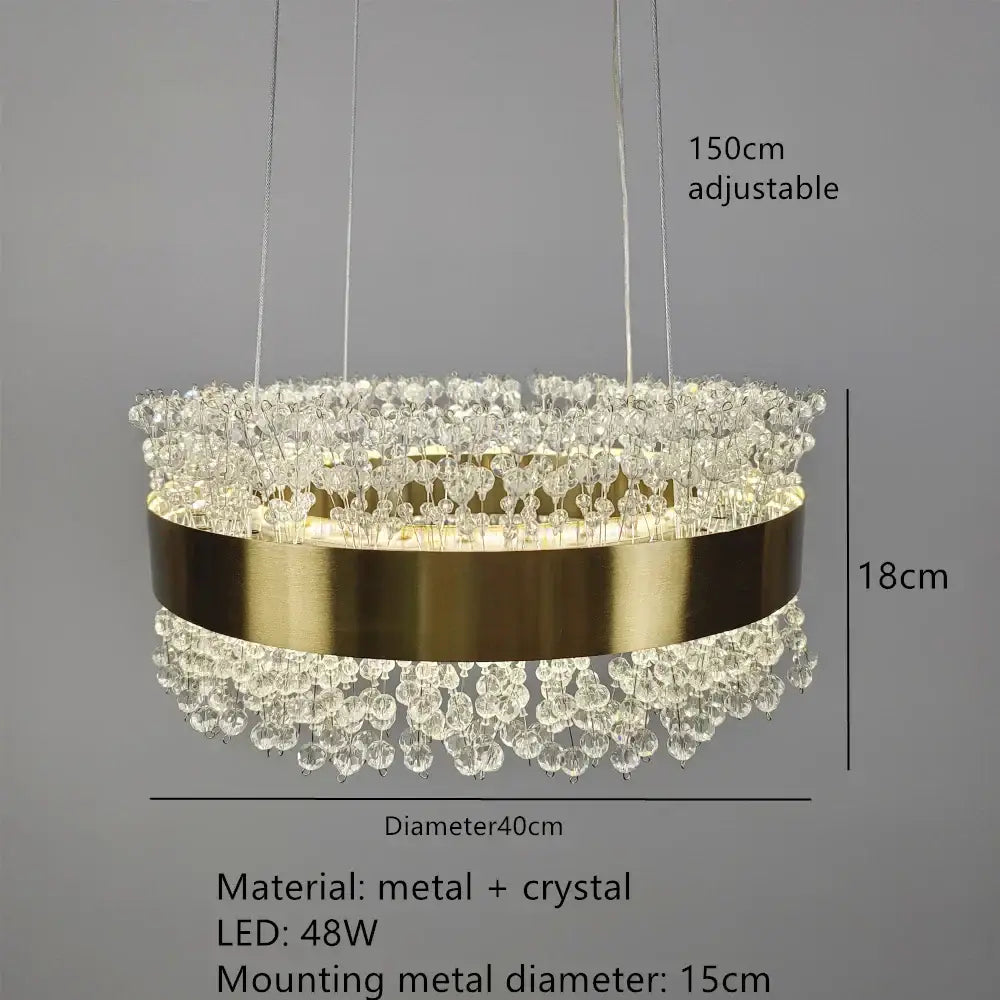 Modern gold crystal led pendant lights for dining room