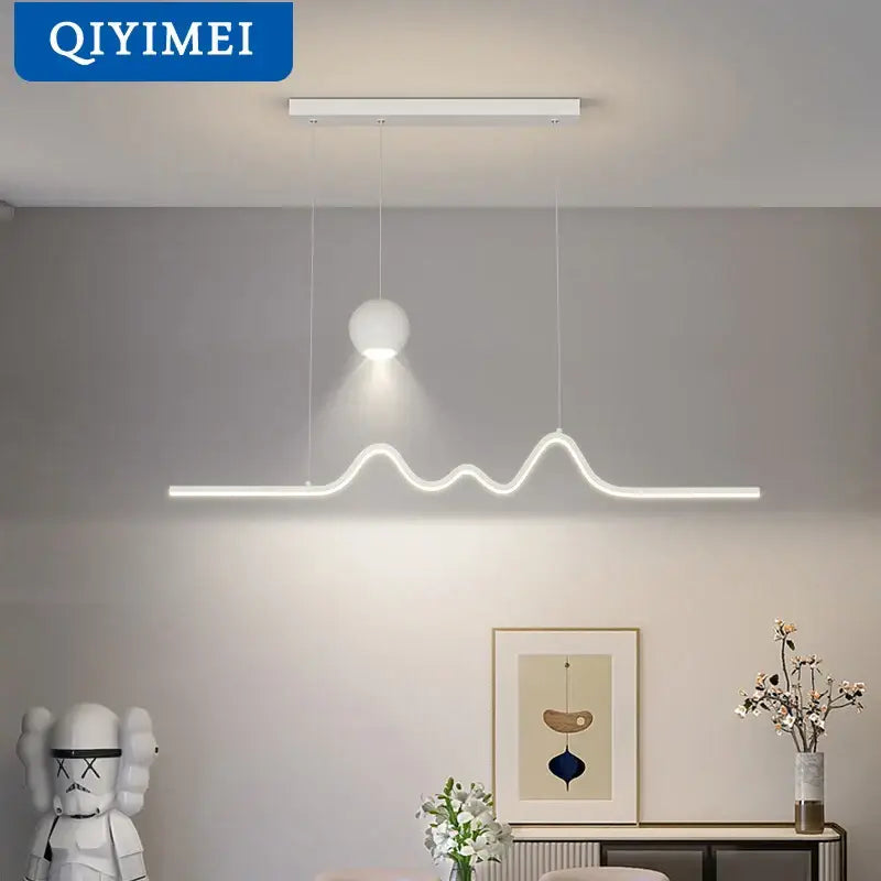 Modern wave white led pendant light dining room with sphere bulb