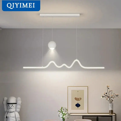Modern wave white led pendant light dining room with sphere bulb